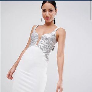 ASOS DESIGN white sequin midi dress - BNWT